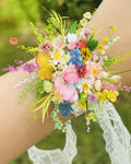 Wildflower Meadow Preserved Flower Wrist Corsage | Real Flower Wedding Corsage & Bridal Floral Jewelry