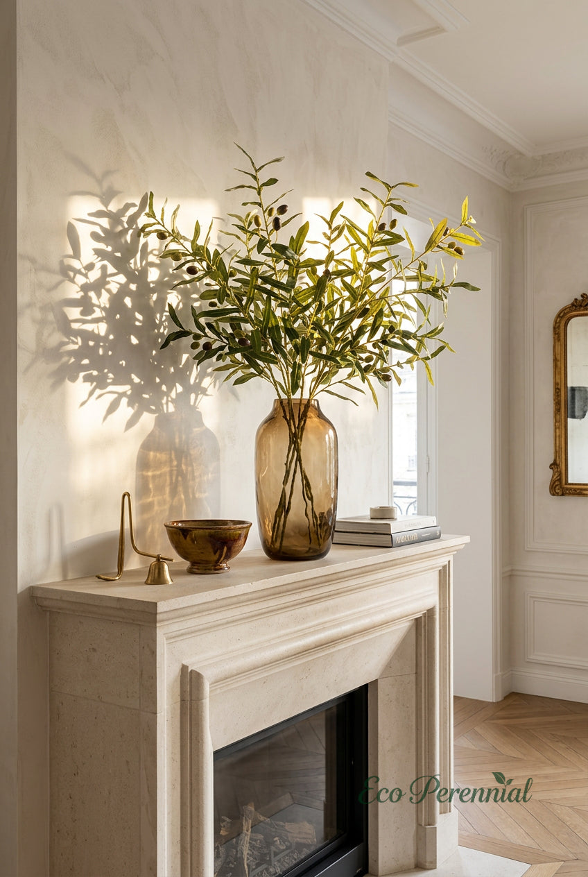 Faux Olive Branches with Two-Tone Olives | 28" & 41" | Artificial Greenery | Eco Perennial