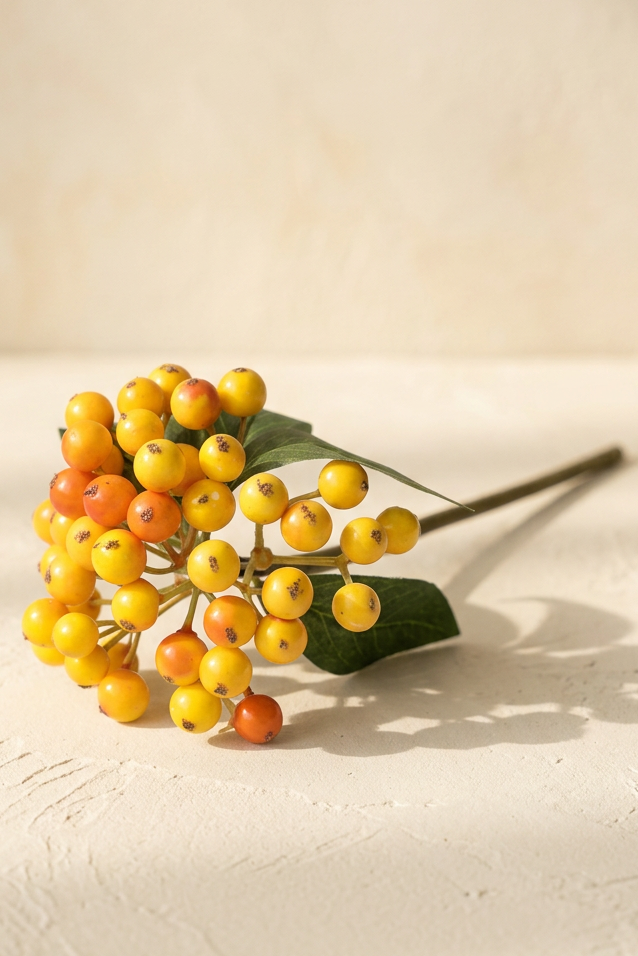 11.4" Petite Faux Berry Stems | 10 Colors Sunset Amber | Artificial Greenery | Eco Perennial