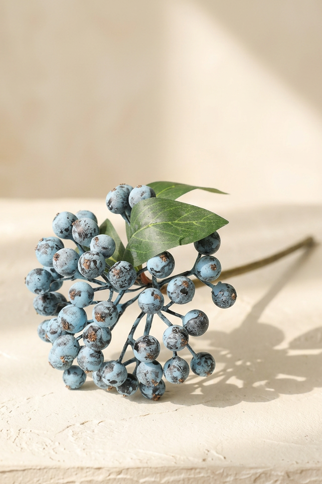 11.4" Petite Faux Berry Stems | 10 Colors Wild Blueberry | Artificial Greenery | Eco Perennial