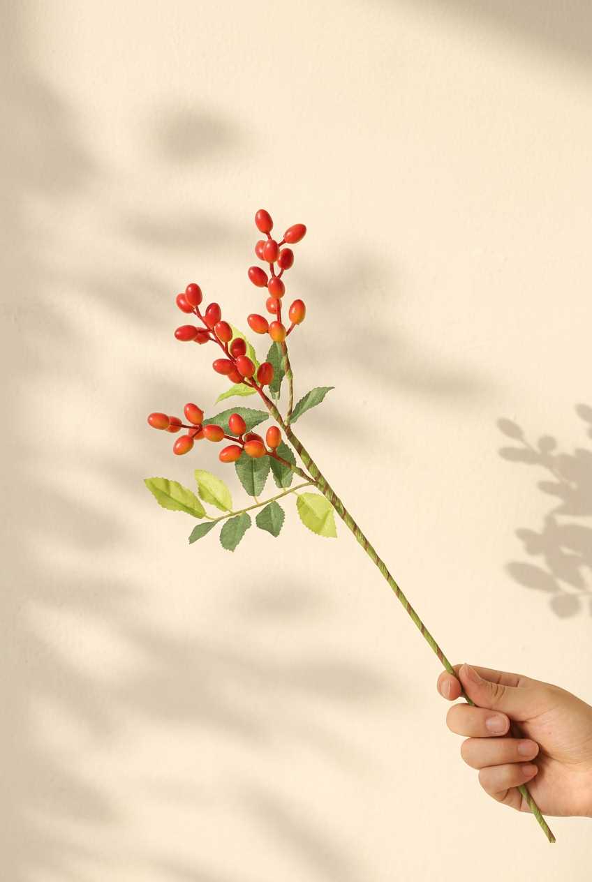 14.2" Petite Faux Berry Stems | 6 Colors Red | Artificial Greenery | Eco Perennial
