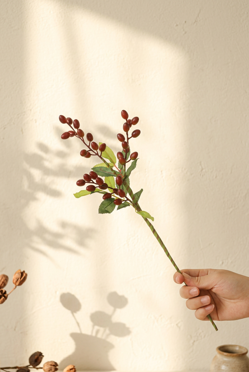 14.2" Petite Faux Berry Stems | 6 Colors Brown | Artificial Greenery | Eco Perennial