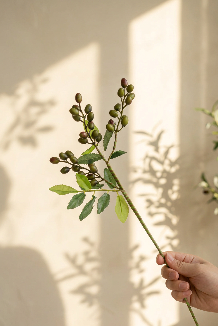 14.2" Petite Faux Berry Stems | 6 Colors Green | Artificial Greenery | Eco Perennial