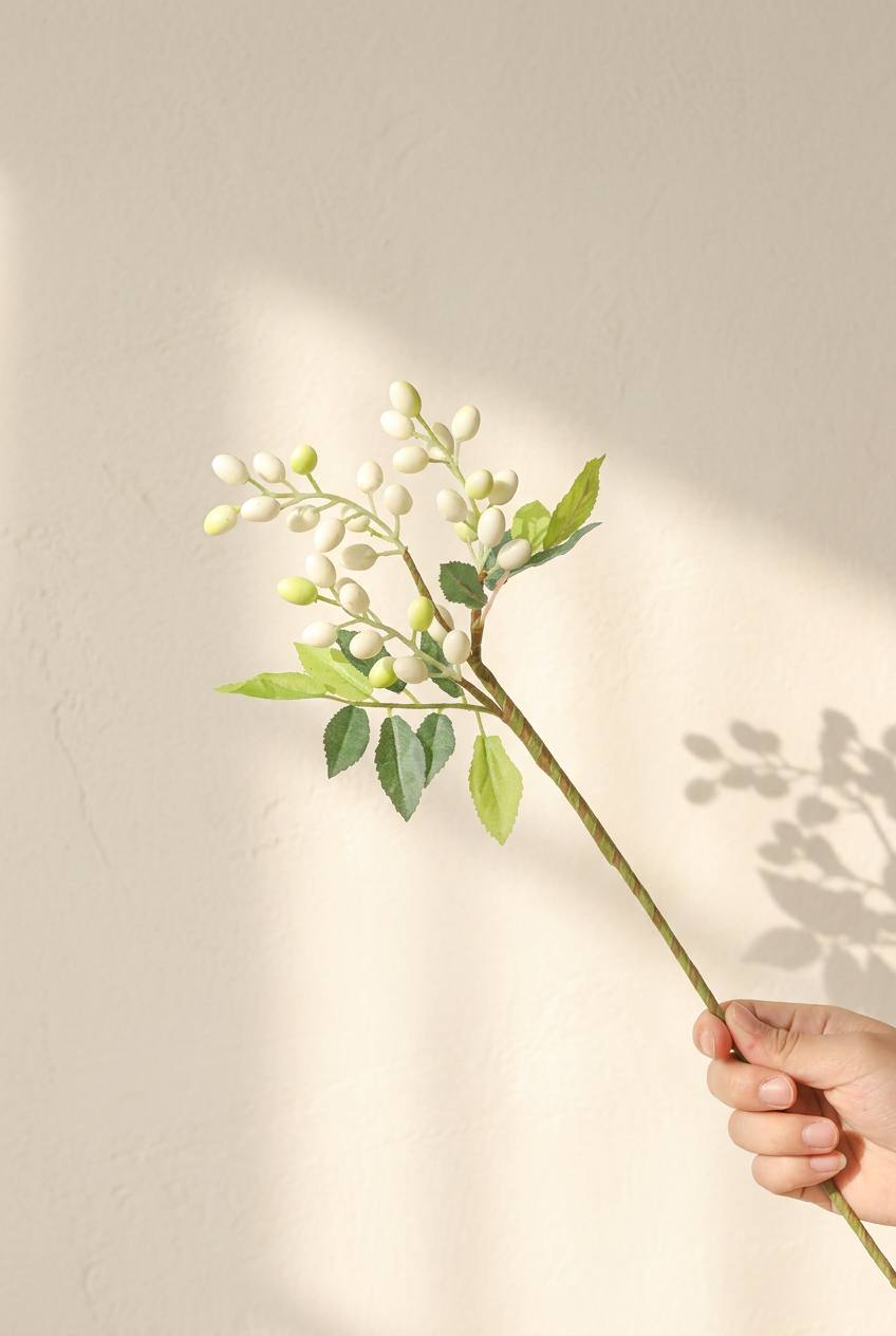 14.2" Petite Faux Berry Stems | 6 Colors White | Artificial Greenery | Eco Perennial