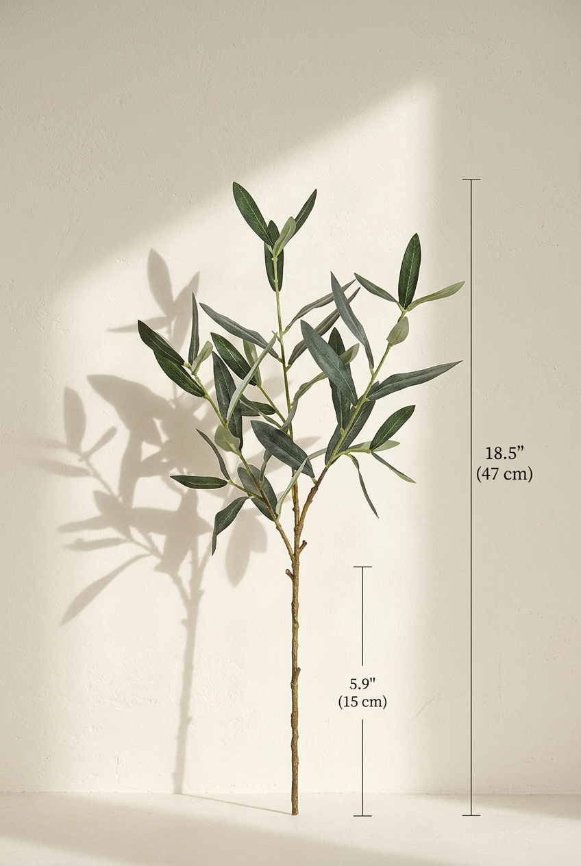 Flocked Faux Olive Branches Without Fruit | 18.5", 38" & 40" | Artificial Greenery | Eco Perennial