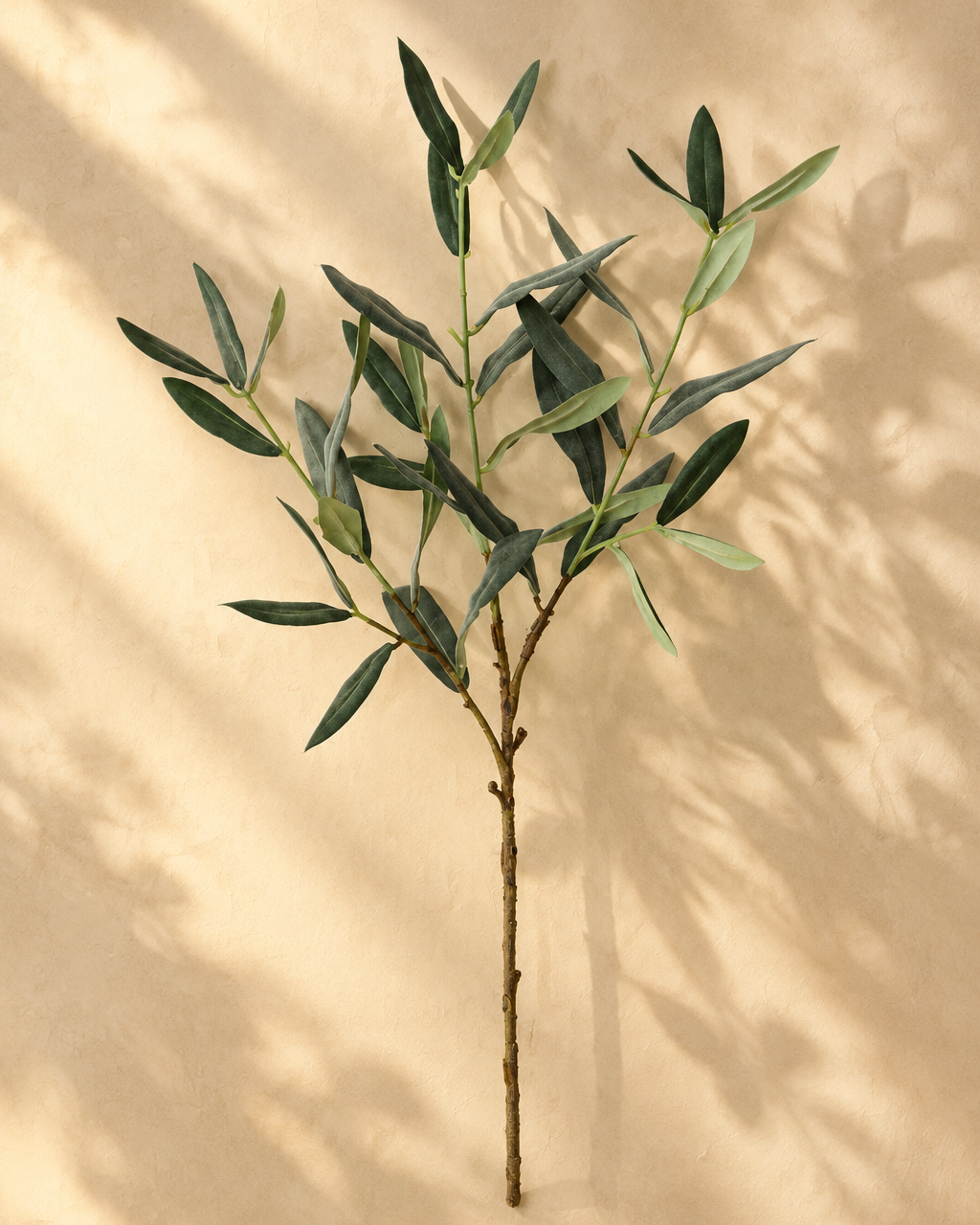 Flocked Faux Olive Branches Without Fruit | 18.5", 38" & 40" 3-Fork Short — 18.5" | Artificial Greenery | Eco Perennial