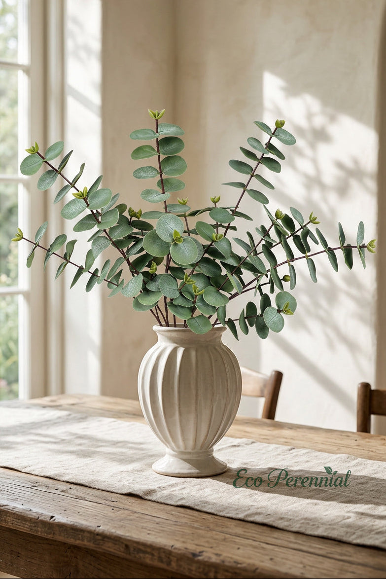 19.7" Real Touch Eucalyptus Stems | 3-Fork & 5-Fork | Artificial Greenery | Eco Perennial