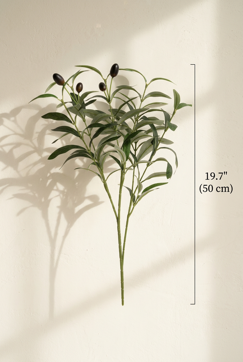 19.7" Faux Olive Branches | 6-Fork Tabletop Greenery | Artificial Greenery | Eco Perennial