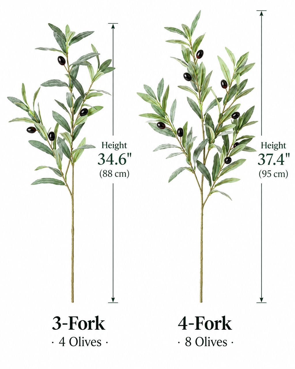 Flocked Faux Olive Branches with Fruit | 35" & 37.5" | Artificial Greenery | Eco Perennial