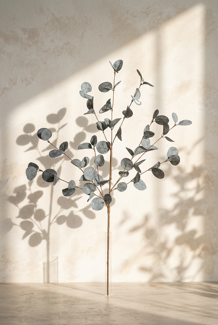 22.8" Faux Eucalyptus Stems | 7 Colors Dusty Blue | Artificial Greenery | Eco Perennial