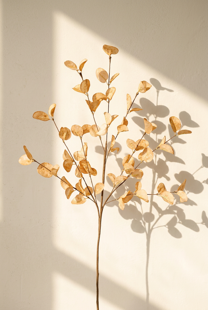 22.8" Faux Eucalyptus Stems | 7 Colors Golden Amber | Artificial Greenery | Eco Perennial