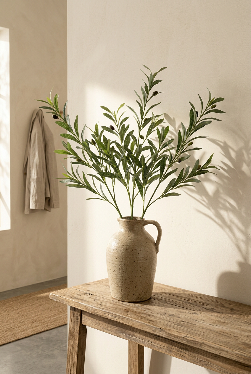 Tall Faux Olive Branches | Seamless, Shed-Resistant Stems | 31.5" & 35.4" | Artificial Greenery | Eco Perennial