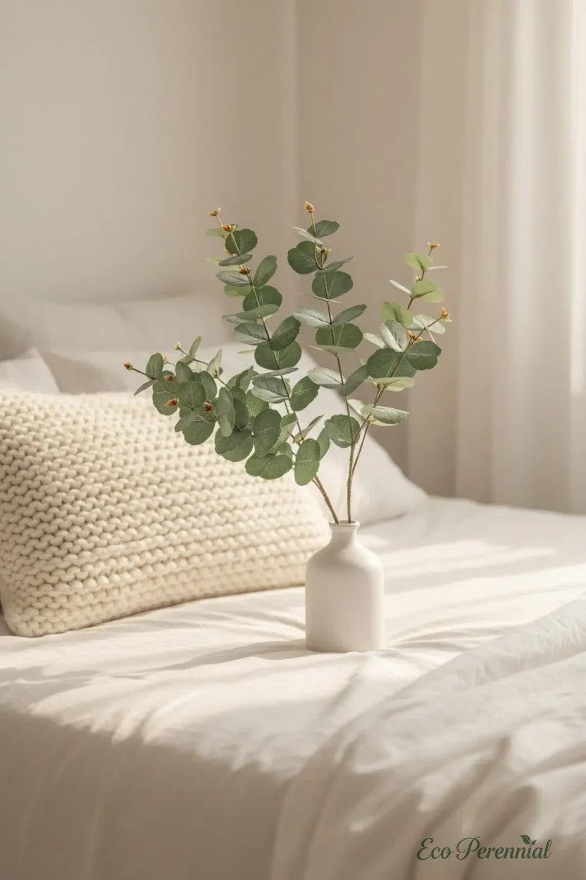 31.5" Realistic Faux Eucalyptus Stem | Silver Dollar Artificial Greenery | Artificial Greenery | Eco Perennial