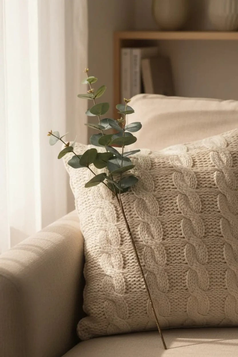 31.5" Realistic Faux Eucalyptus Stem | Silver Dollar Artificial Greenery Green | Artificial Greenery | Eco Perennial