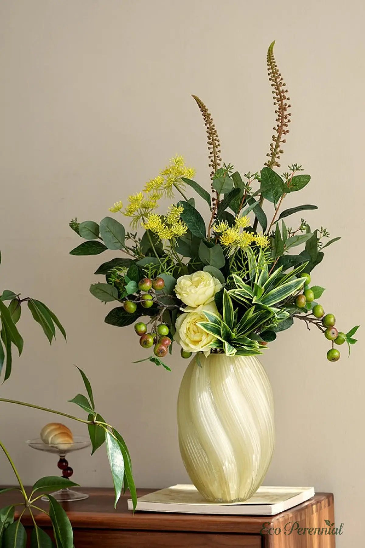 33" Realistic Seeded Silver Dollar Eucalyptus Stem | Eco Perennial | Realistic Faux Silk Flowers for Home Decor - Eco Perennial