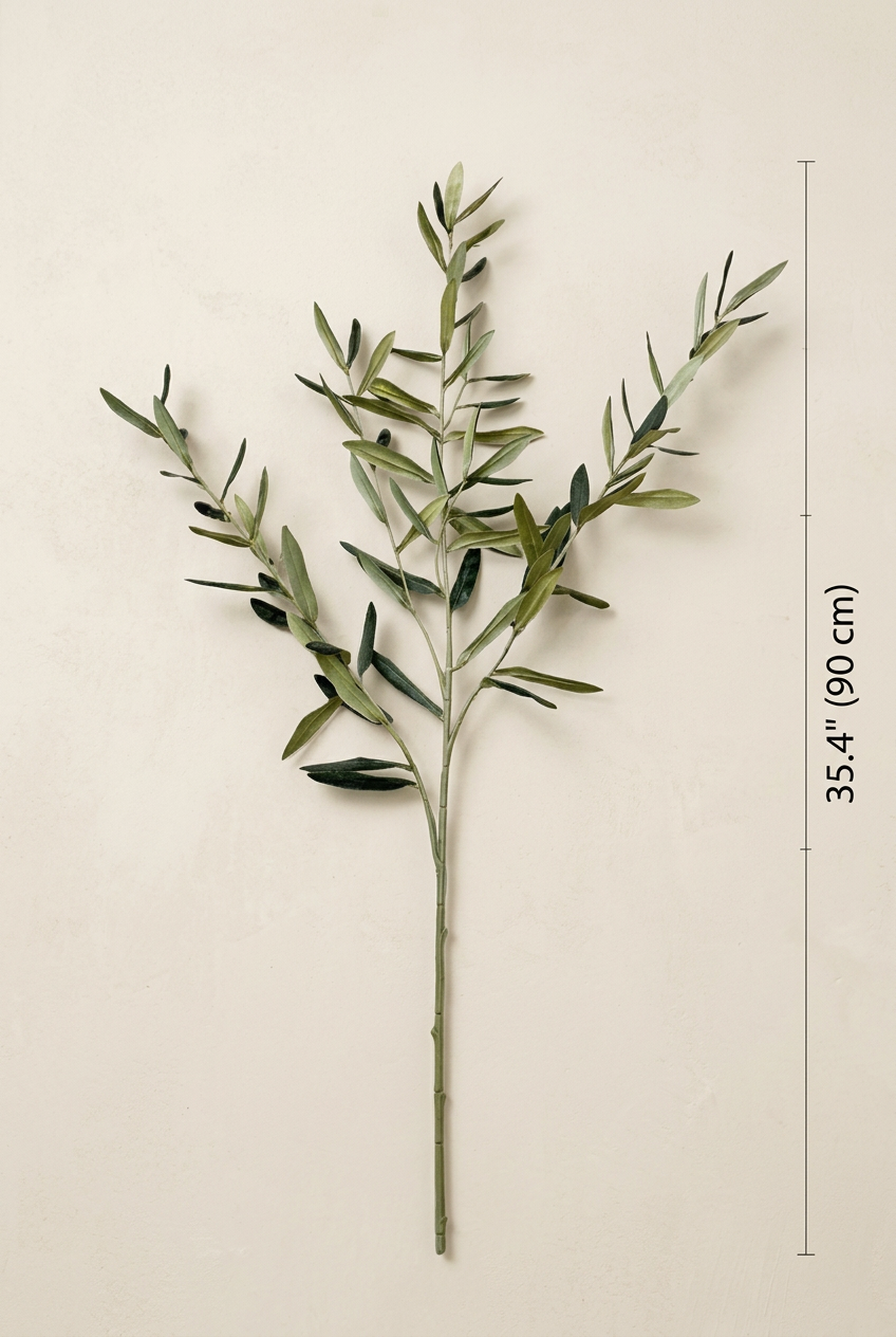 35.4" Flocked Faux Olive Branches | Greenery Stems | Artificial Greenery | Eco Perennial