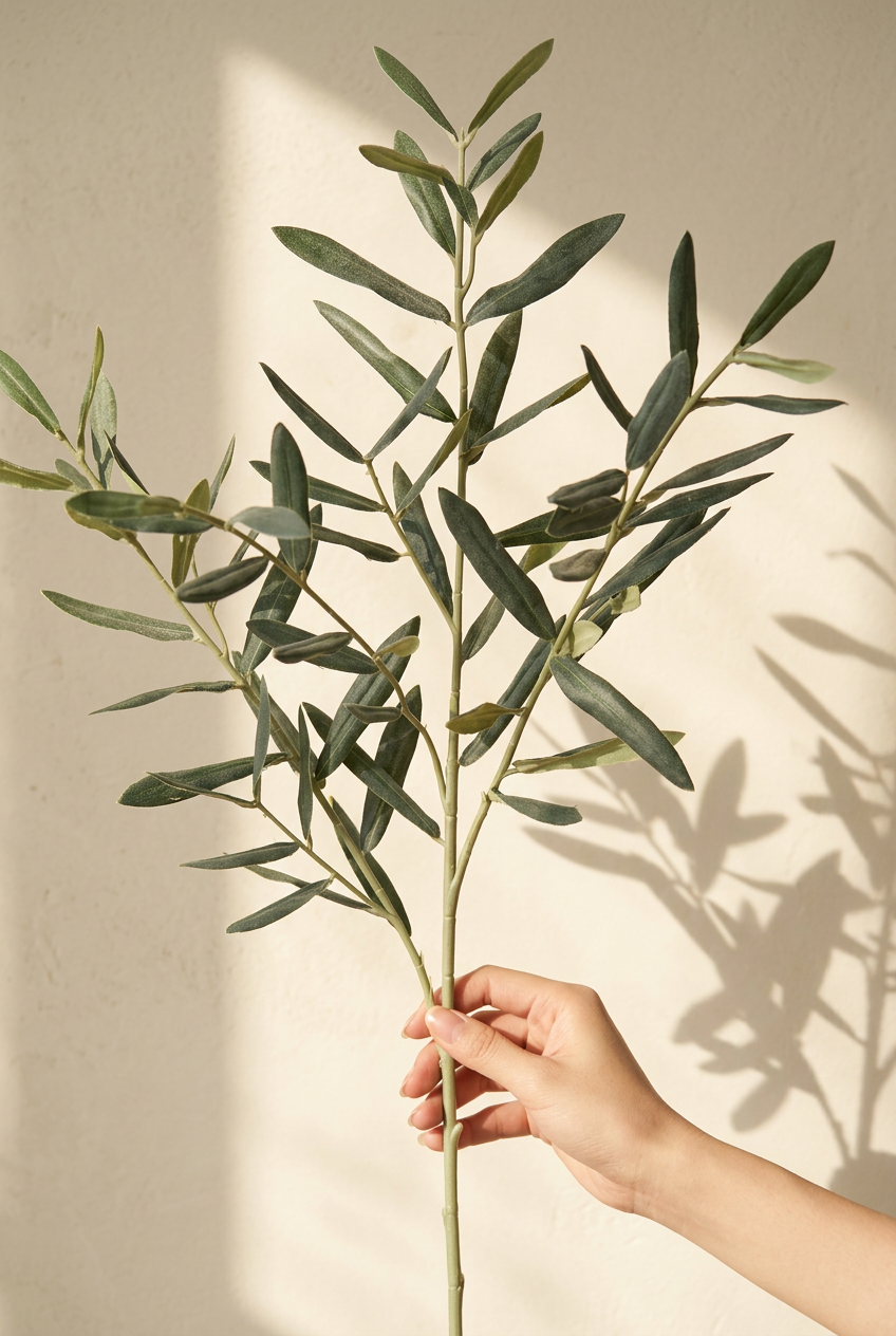 35.4" Flocked Faux Olive Branches | Greenery Stems | Artificial Greenery | Eco Perennial