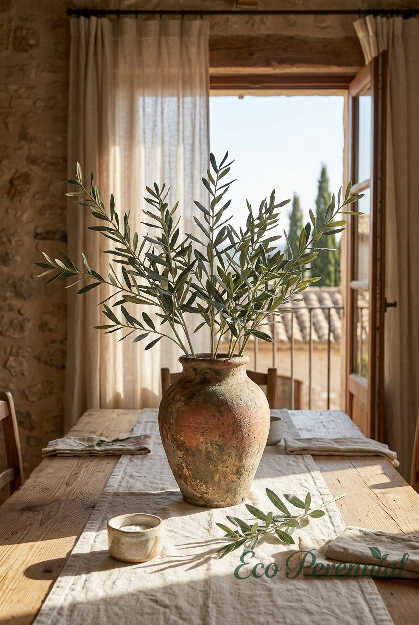 35.4" Flocked Faux Olive Branches | Greenery Stems | Artificial Greenery | Eco Perennial