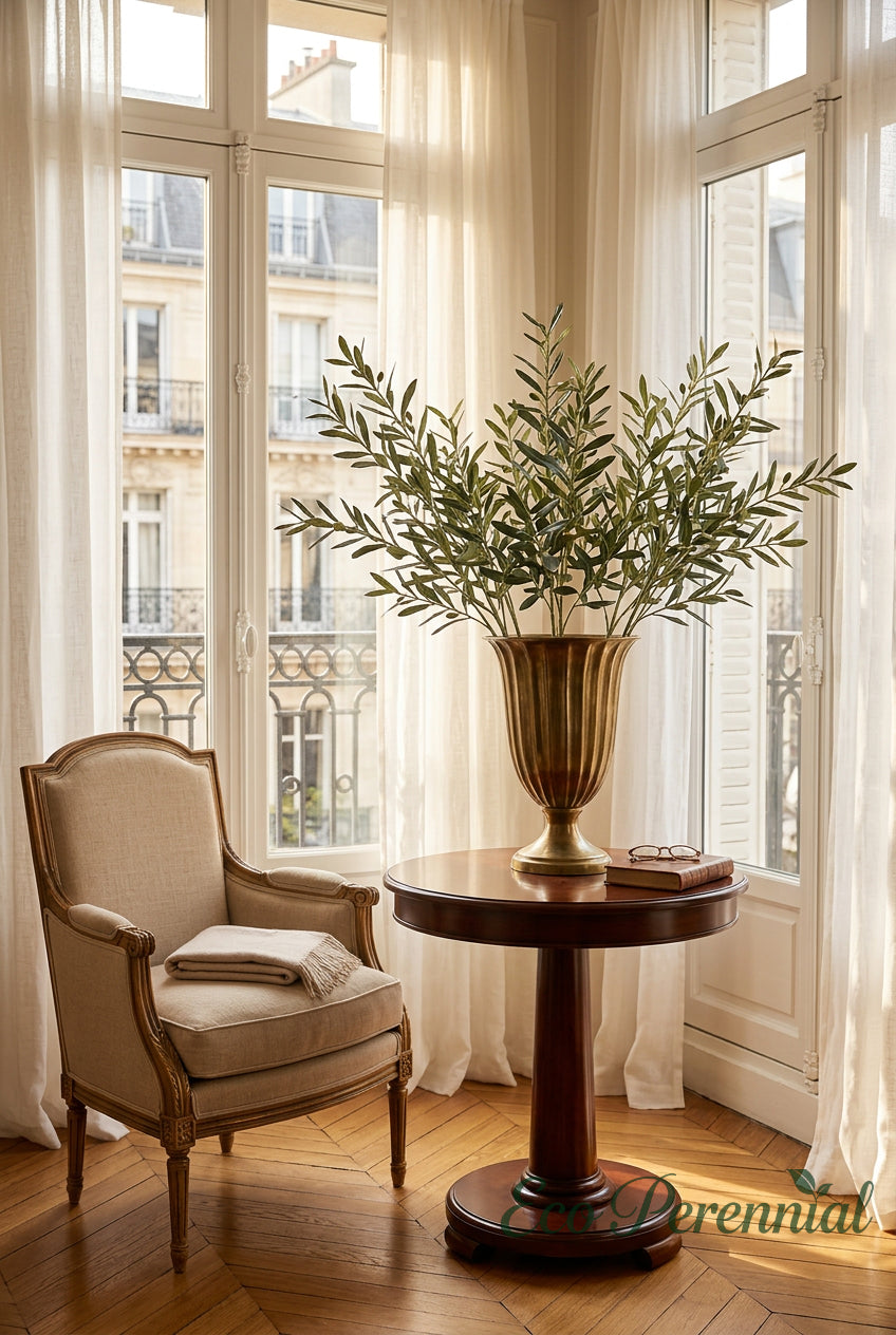 35.4" Flocked Faux Olive Branches | Greenery Stems | Artificial Greenery | Eco Perennial