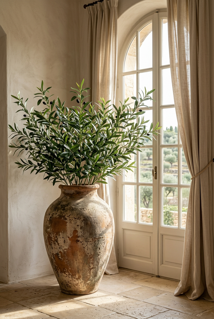 Tall Faux Olive Branches | Seamless, Shed-Resistant Stems | 31.5" & 35.4" | Artificial Greenery | Eco Perennial