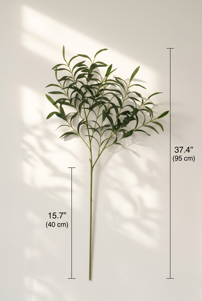 37.4" Faux Olive Branches | Tall 10-Fork Stems | Artificial Greenery | Eco Perennial