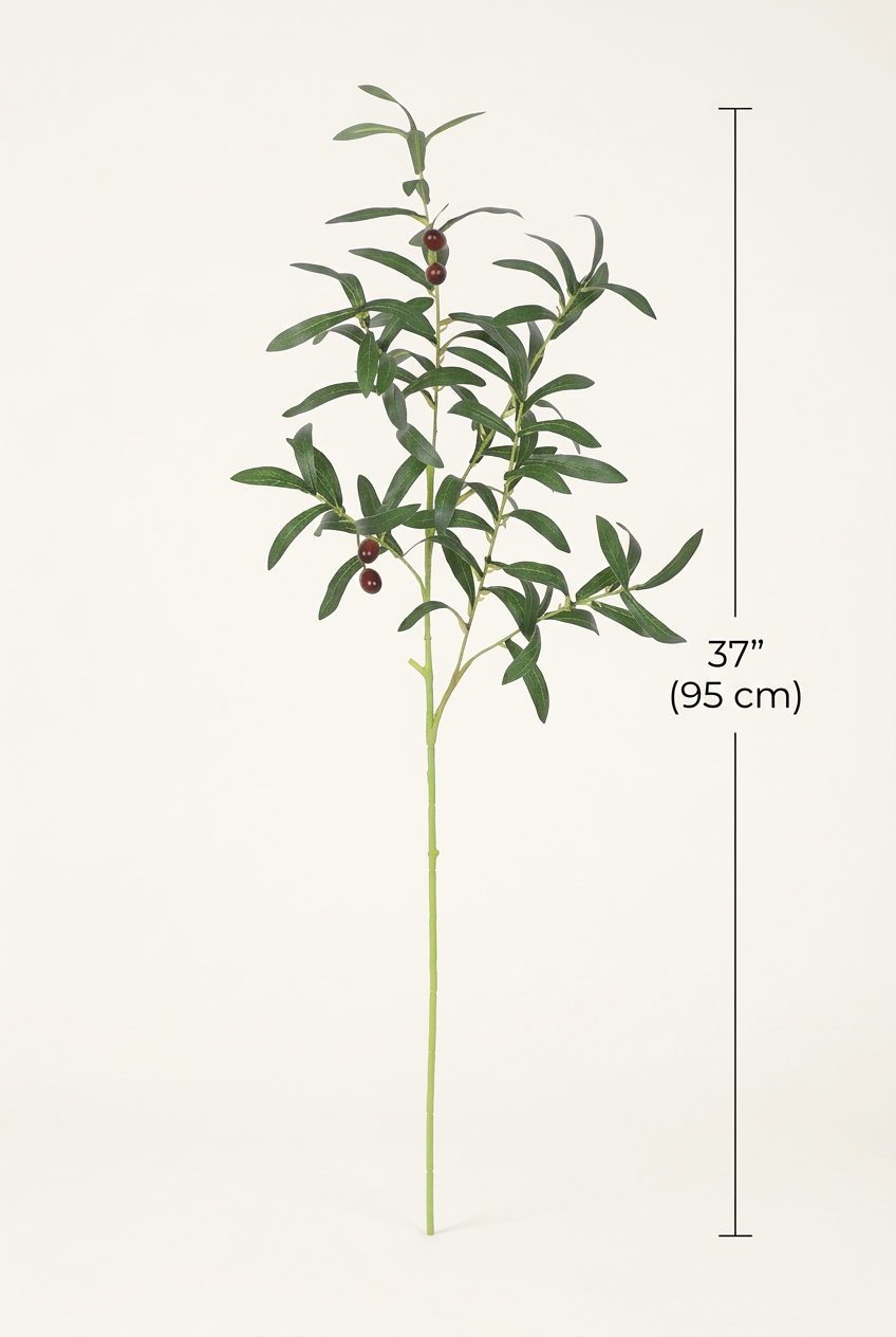 37" Faux Olive Branches | 6-Fork Mediterranean Stems | Artificial Greenery | Eco Perennial