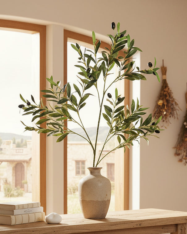 39 inch lifelike faux olive branch with 18-fork structure