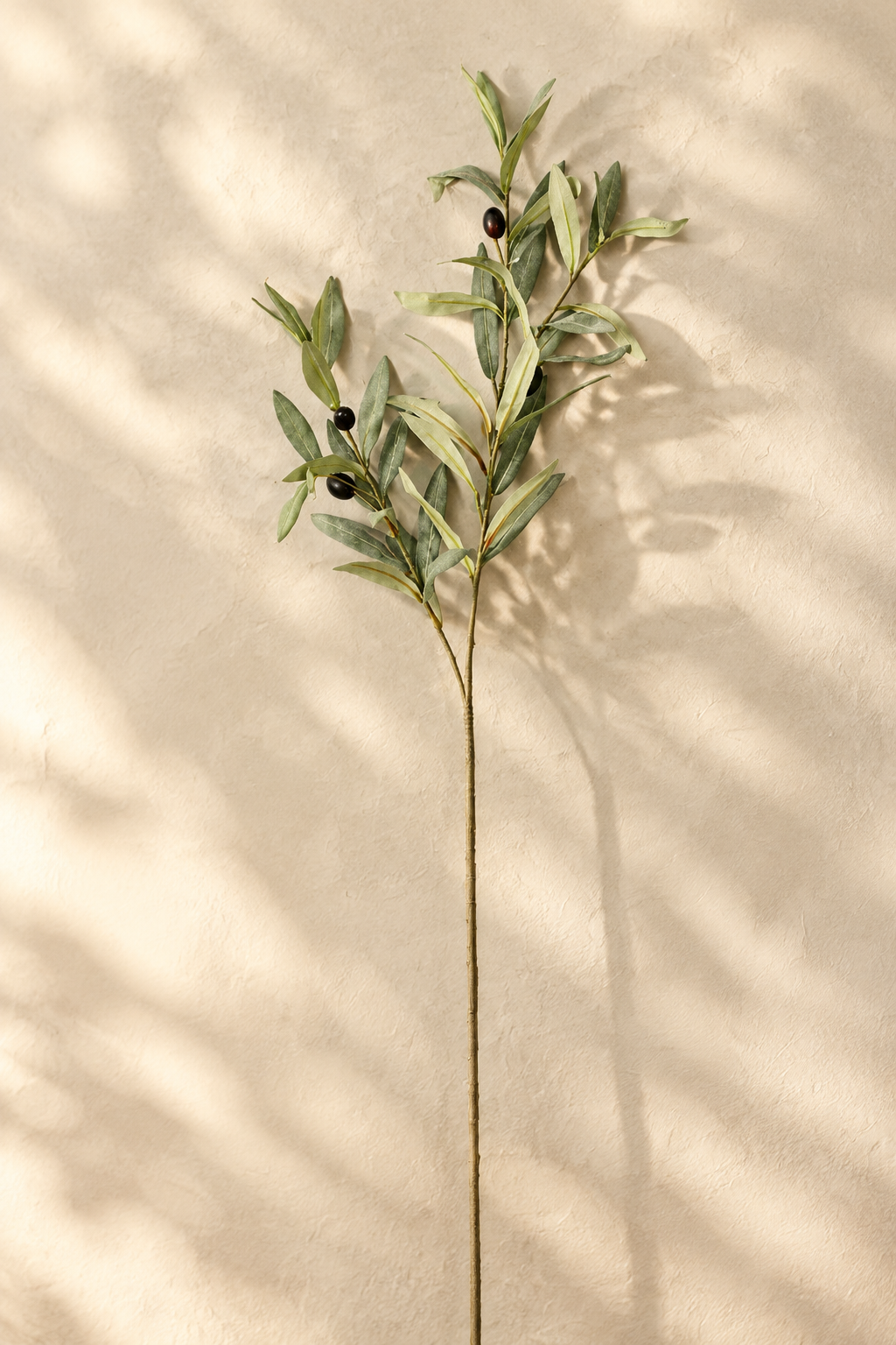 Flocked Faux Olive Branches with Fruit | 35" & 37.5" 3-Fork · 35" · 4 Olives | Artificial Greenery | Eco Perennial