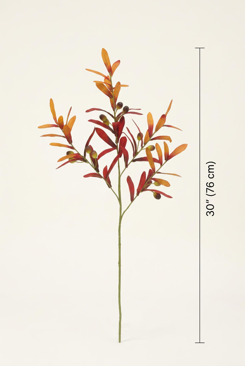 30" Faux Autumn Olive Branches with Fruit | Artificial Greenery | Eco Perennial