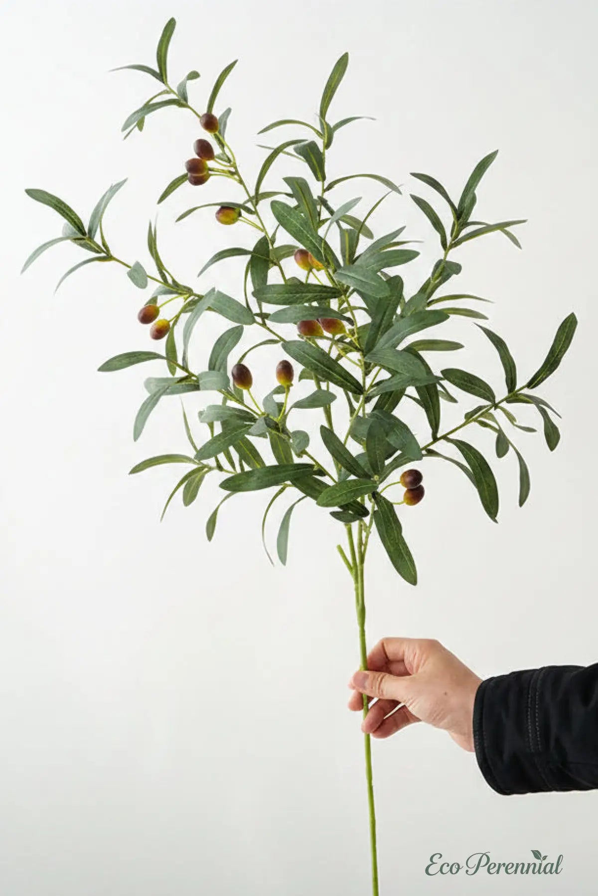 40.5" Large Realistic Faux Olive Branch - Mediterranean Heritage 10-Fork Artificial Greenery Stem | Realistic Faux Silk Flowers for Home Decor - Eco Perennial