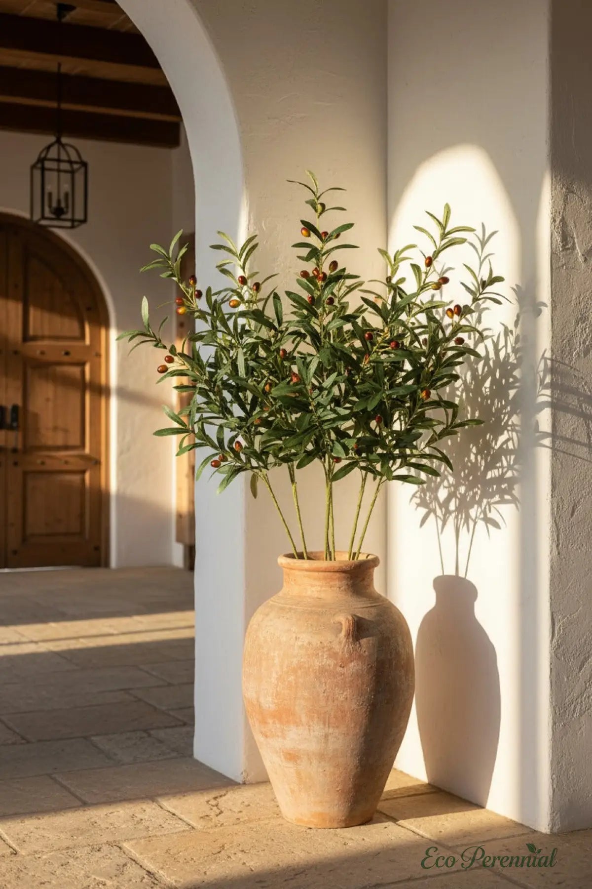 40.5" Large Realistic Faux Olive Branch - Mediterranean Heritage 10-Fork Artificial Greenery Stem | Realistic Faux Silk Flowers for Home Decor - Eco Perennial