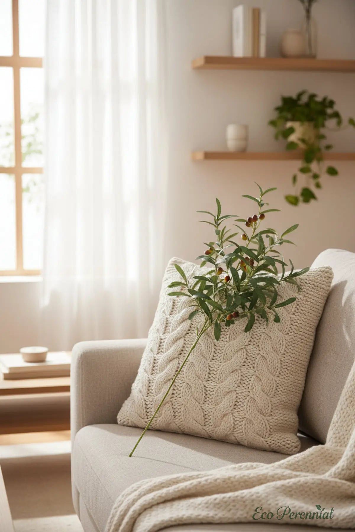 40.5" Large Realistic Faux Olive Branch - Mediterranean Heritage 10-Fork Artificial Greenery Stem | Realistic Faux Silk Flowers for Home Decor - Eco Perennial