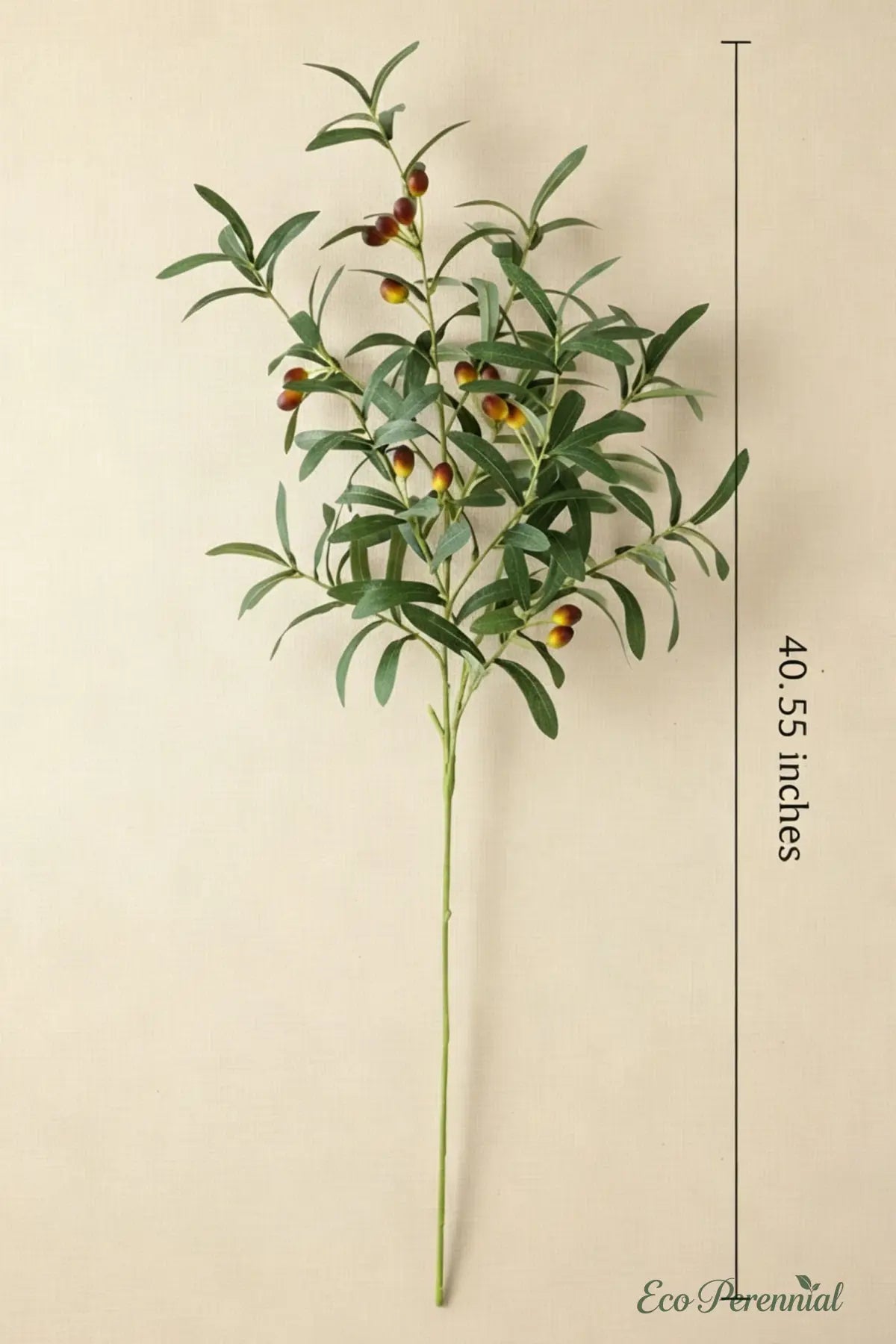 40.5" Large Realistic Faux Olive Branch - Mediterranean Heritage 10-Fork Artificial Greenery Stem | Realistic Faux Silk Flowers for Home Decor - Eco Perennial
