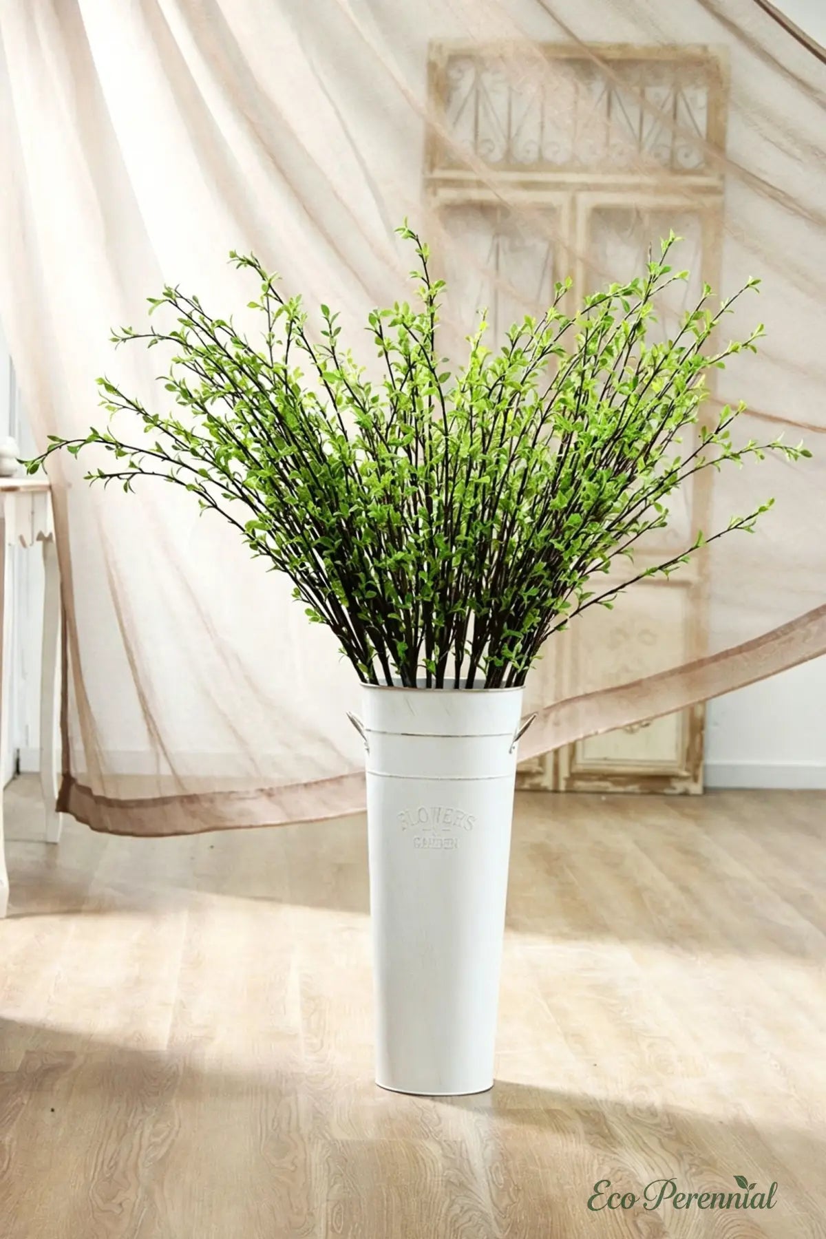 47" Tall Faux Snow Willow Branch - Realistic Artificial Stem | Realistic Faux Silk Flowers for Home Decor - Eco Perennial