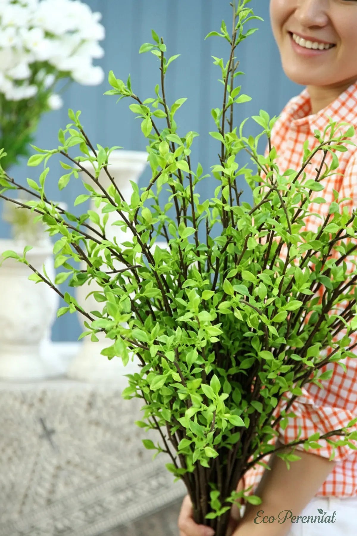 47" Tall Faux Snow Willow Branch - Realistic Artificial Stem | Realistic Faux Silk Flowers for Home Decor - Eco Perennial