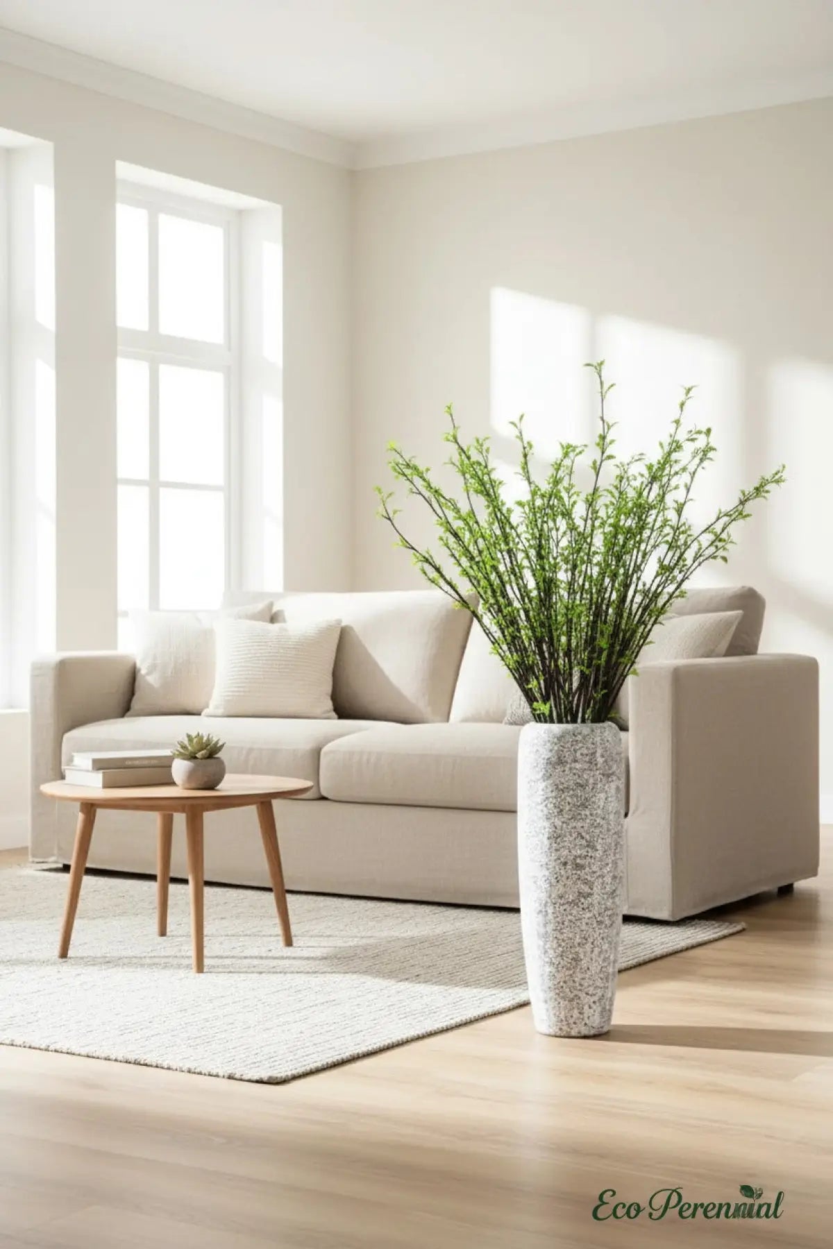 47" Tall Faux Snow Willow Branch - Realistic Artificial Stem | Realistic Faux Silk Flowers for Home Decor - Eco Perennial