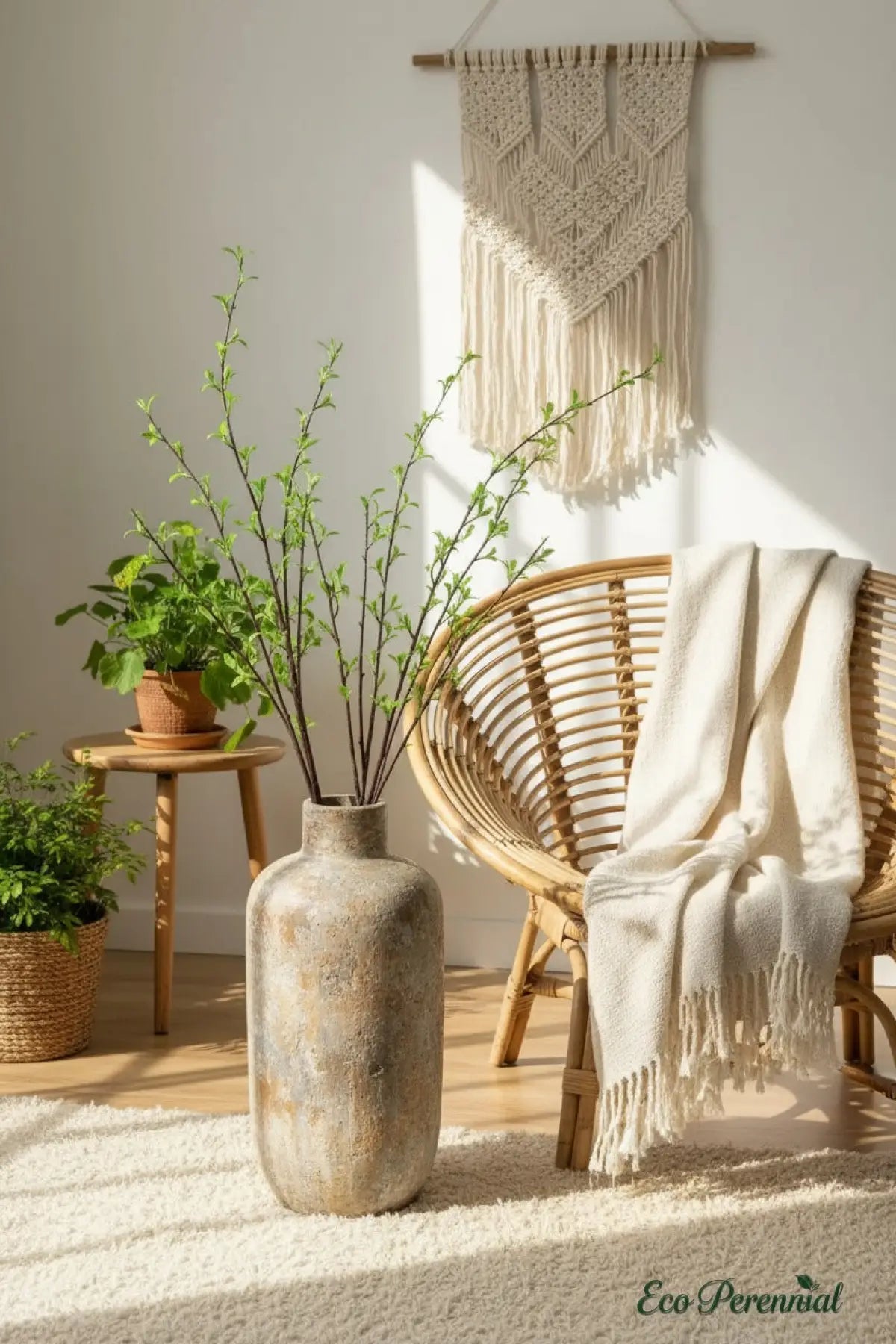 47" Tall Faux Snow Willow Branch - Realistic Artificial Stem | Realistic Faux Silk Flowers for Home Decor - Eco Perennial