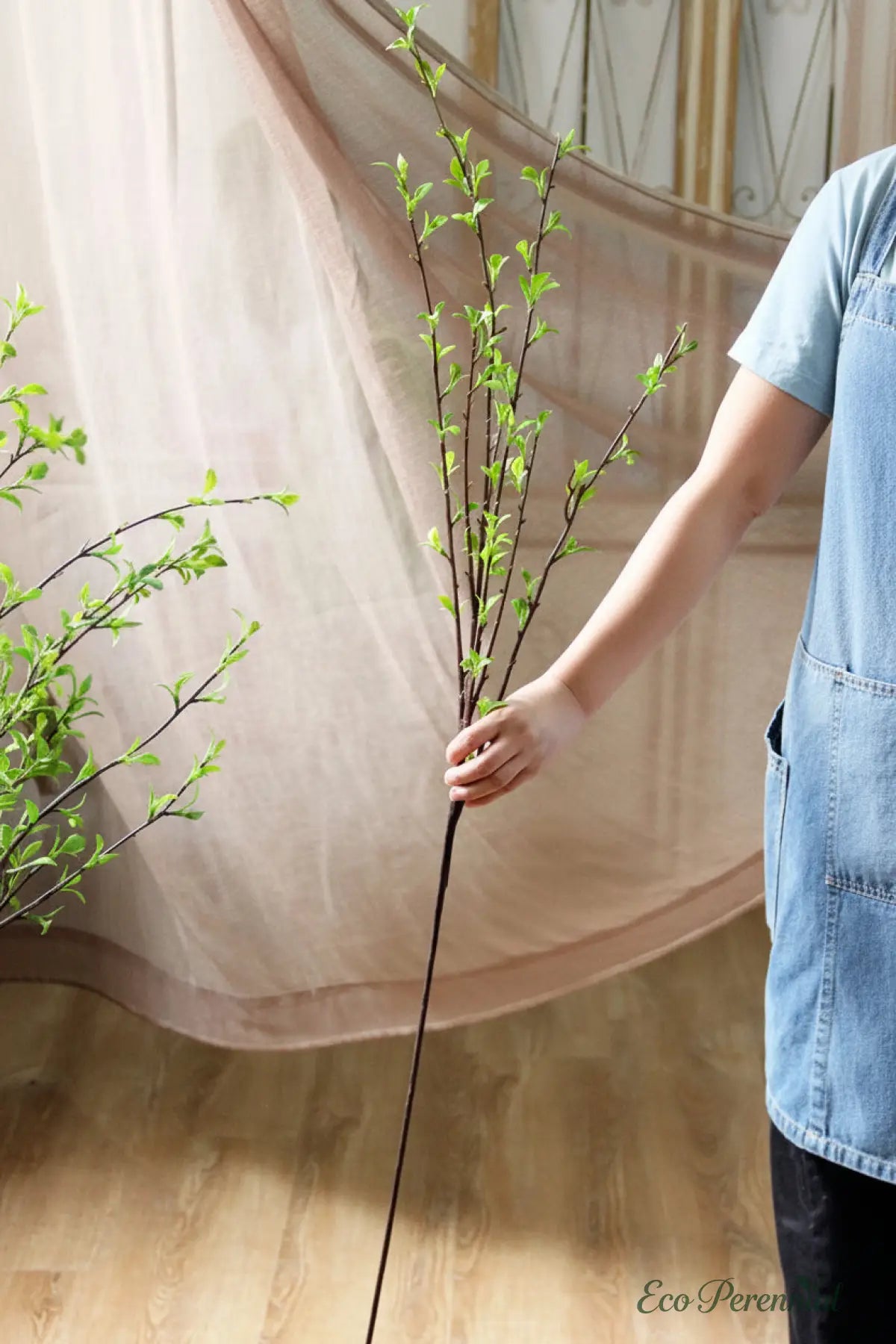 47" Tall Faux Snow Willow Branch - Realistic Artificial Stem | Realistic Faux Silk Flowers for Home Decor - Eco Perennial
