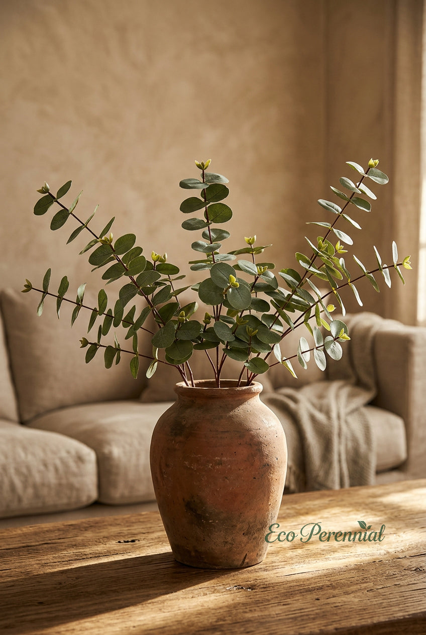 19.7" Real Touch Eucalyptus Stems | 3-Fork & 5-Fork | Artificial Greenery | Eco Perennial