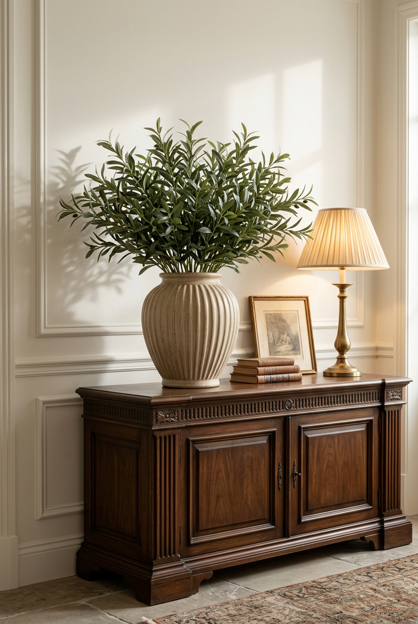 19.7" Faux Olive Branches | 6-Fork Tabletop Greenery | Artificial Greenery | Eco Perennial