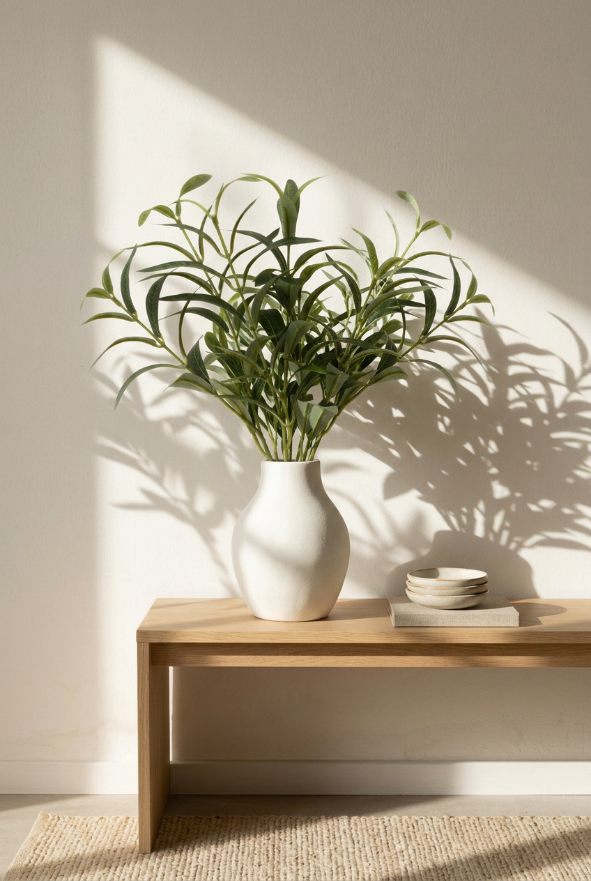 19.7" Faux Olive Branches | 6-Fork Tabletop Greenery | Artificial Greenery | Eco Perennial