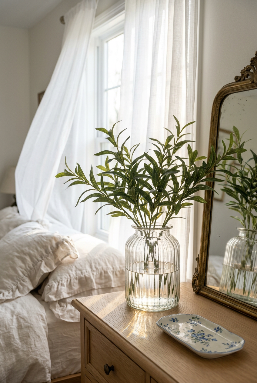 19.7" Faux Olive Branches | 6-Fork Tabletop Greenery | Artificial Greenery | Eco Perennial