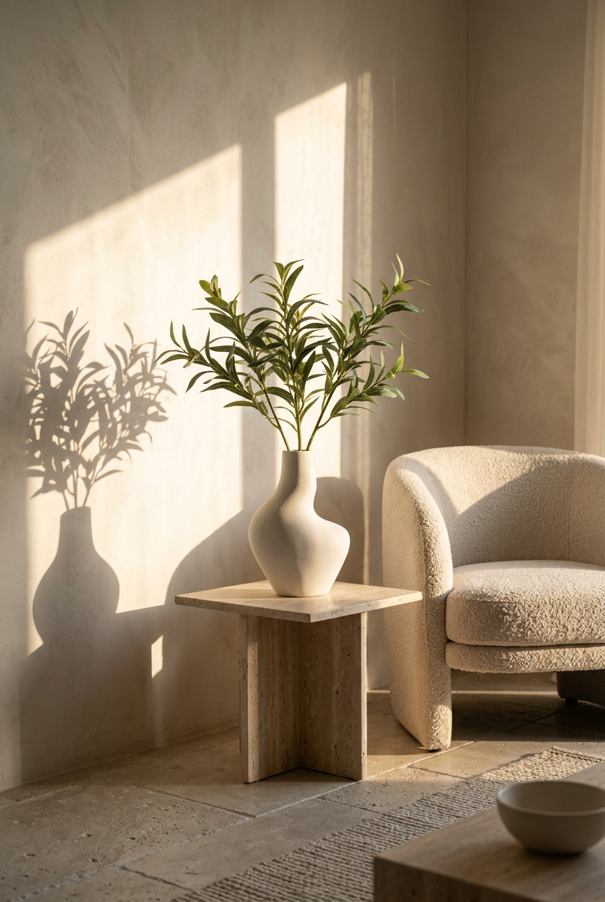 19.7" Faux Olive Branches | 6-Fork Tabletop Greenery | Artificial Greenery | Eco Perennial