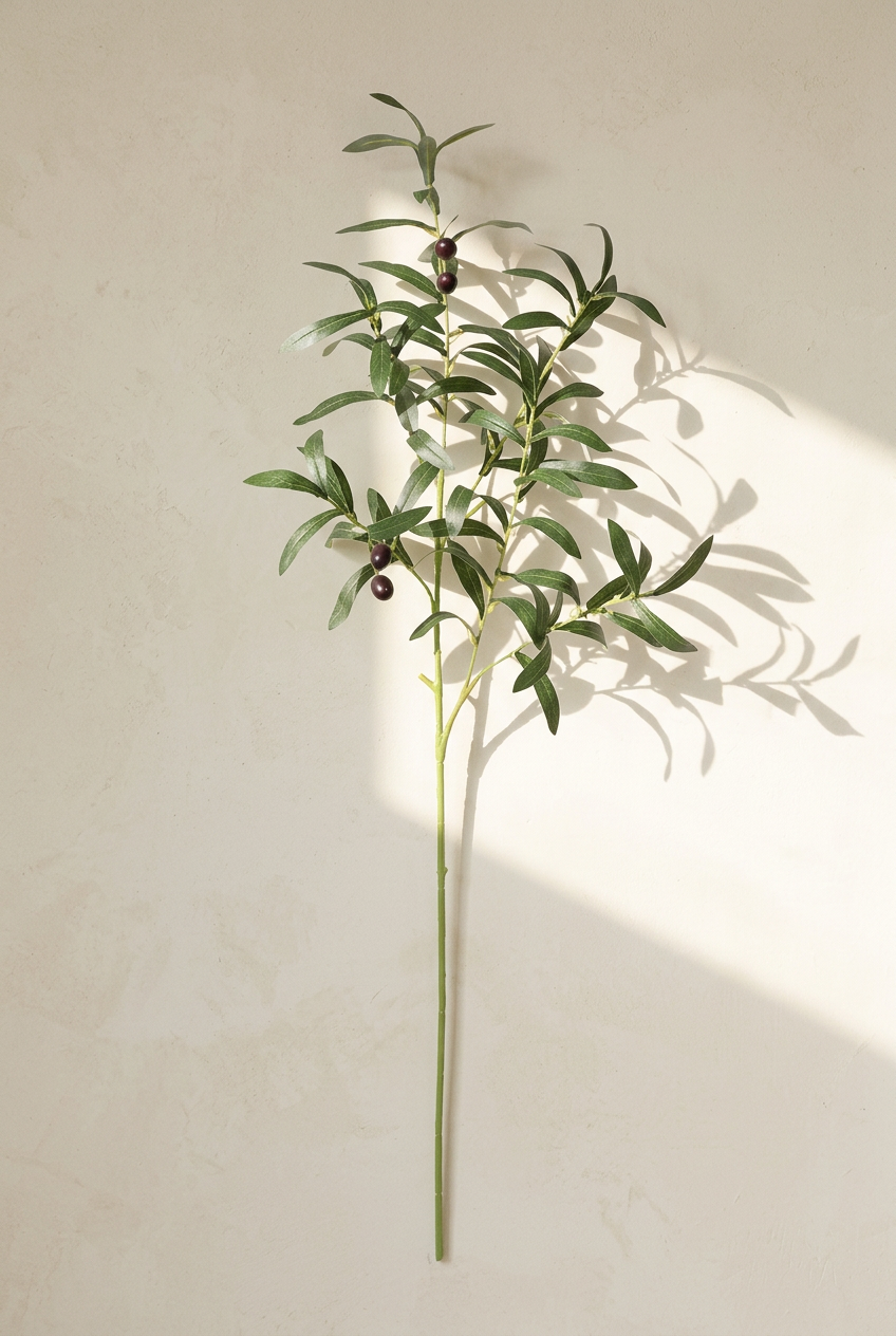 37" Faux Olive Branches | 6-Fork Mediterranean Stems Leaves Only | Artificial Greenery | Eco Perennial
