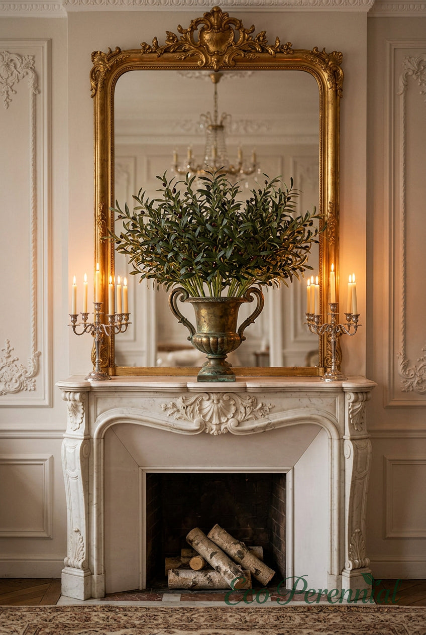 37" Faux Olive Branches | 6-Fork Mediterranean Stems | Artificial Greenery | Eco Perennial