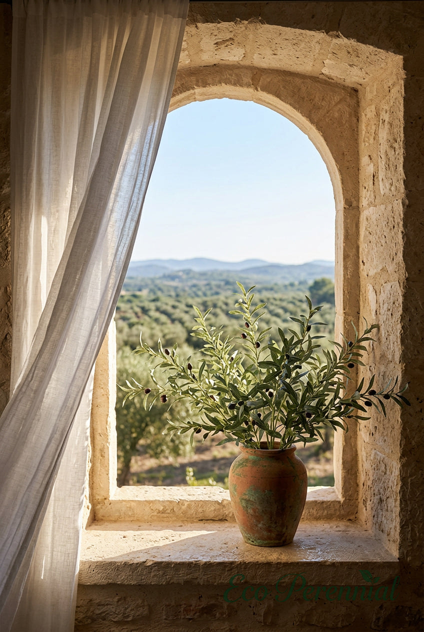 37" Faux Olive Branches | 6-Fork Mediterranean Stems | Artificial Greenery | Eco Perennial