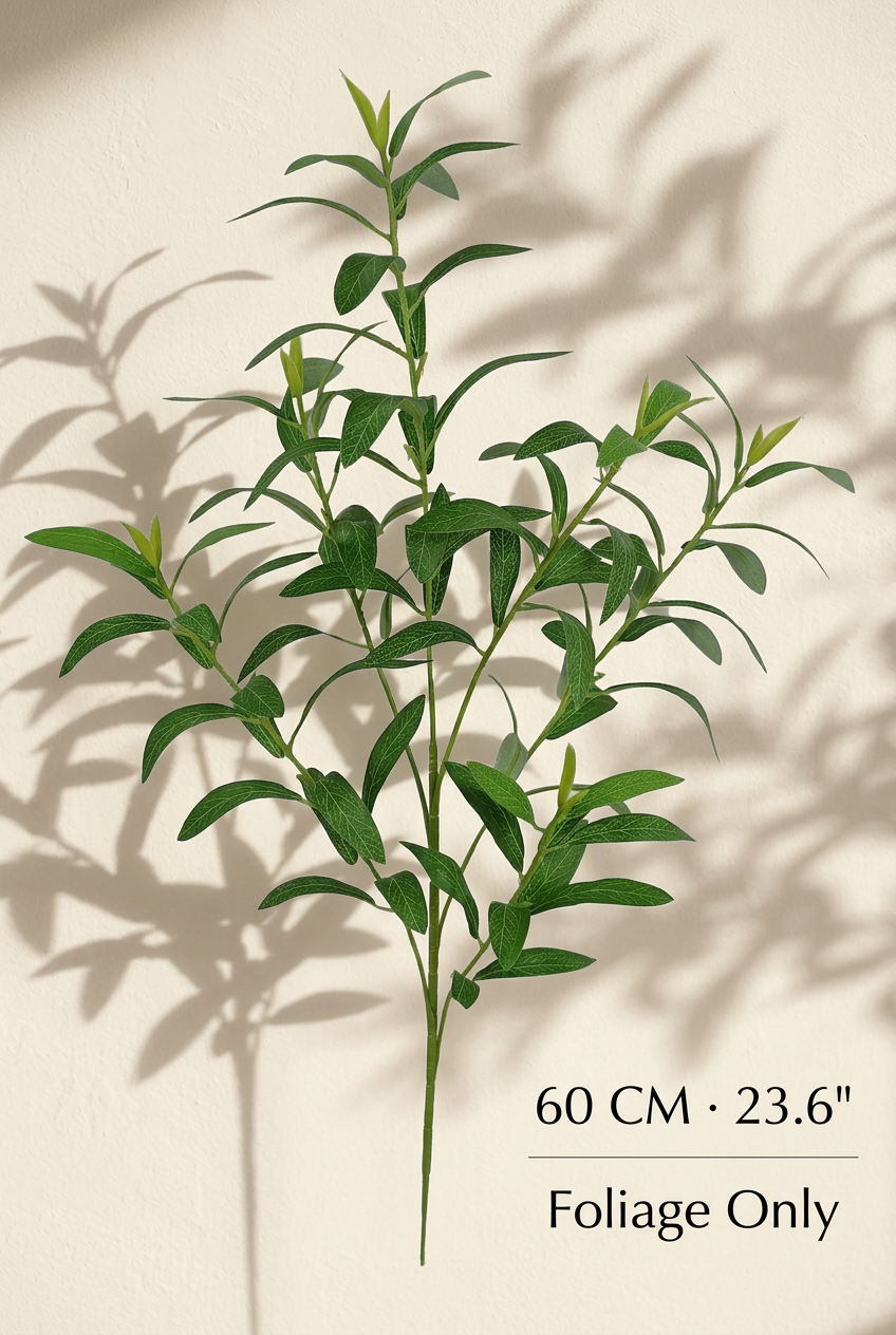 Realistic Faux Olive Branches | Seamless, Shed-Resistant Stems | 18.9" & 23.6" 6-Fork · 23.6" · No Fruit | Artificial Greenery | Eco Perennial