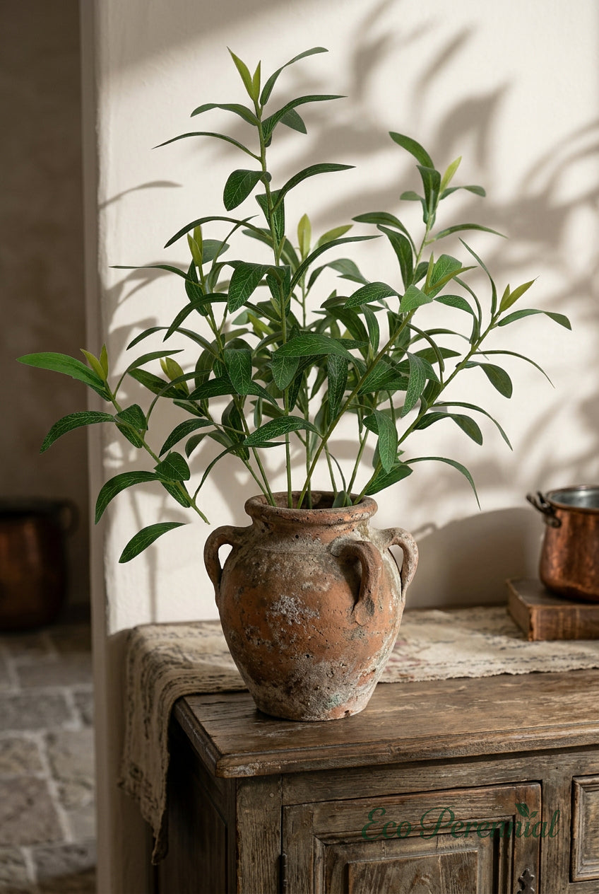 Realistic Faux Olive Branches | Seamless, Shed-Resistant Stems | 18.9" & 23.6" | Artificial Greenery | Eco Perennial