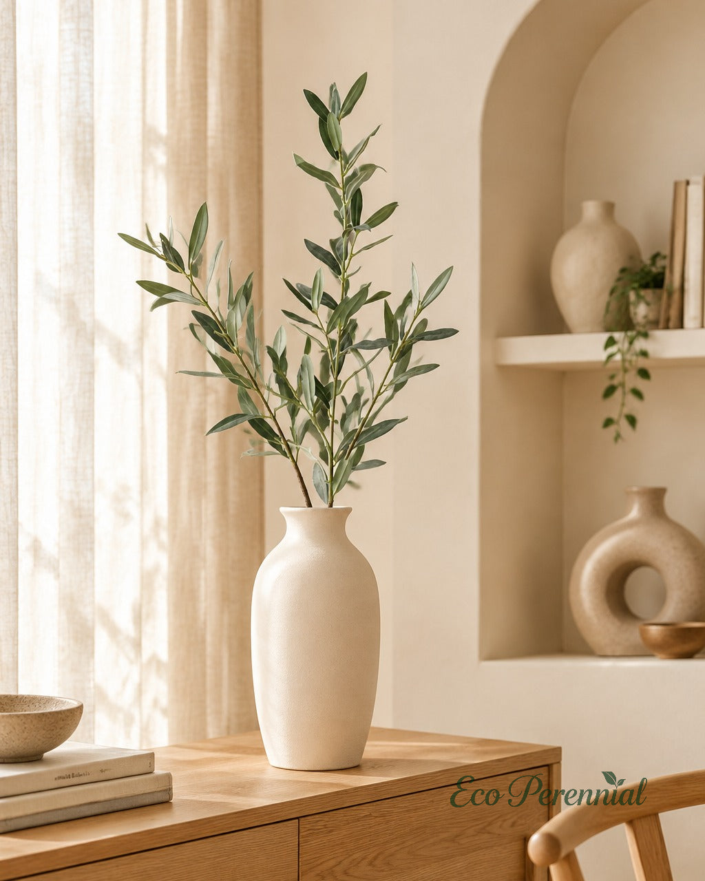 Flocked Faux Olive Branches Without Fruit | 18.5", 38" & 40" | Artificial Greenery | Eco Perennial