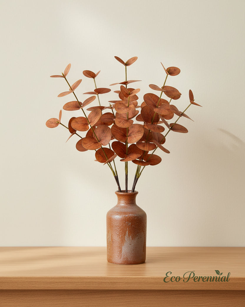 Artificial eucalyptus arrangement adding warmth to a room - Eco Perennial